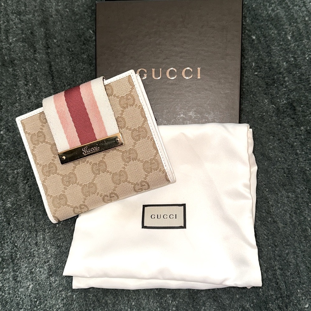 Gucci GG Leather & Canvas Flap Closure